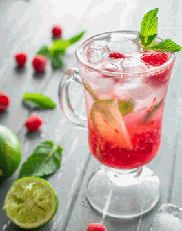 Non-Alcoholic Raspberry Mojito